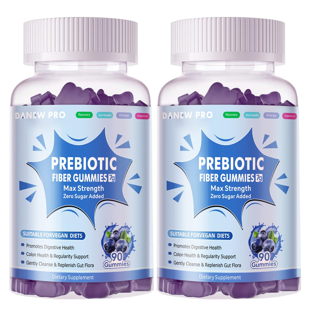 Front view of Prebiotic Fiber Gummies Blueberry 2-Pack packaging