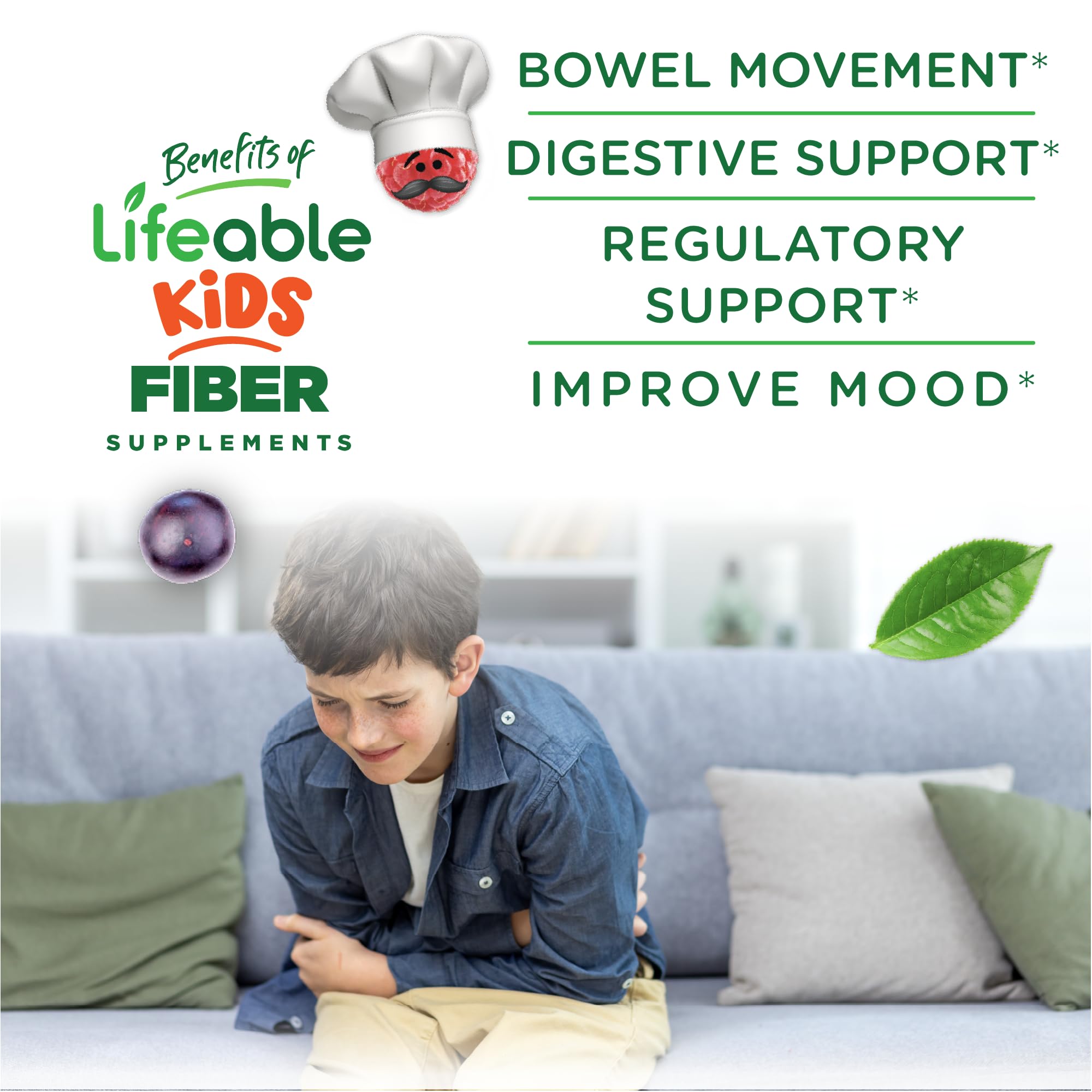 Vegetarian, non-GMO, gluten-free kids fiber gummies