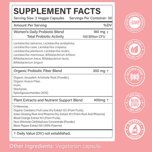 Organic prebiotics such as inulin and acacia fiber