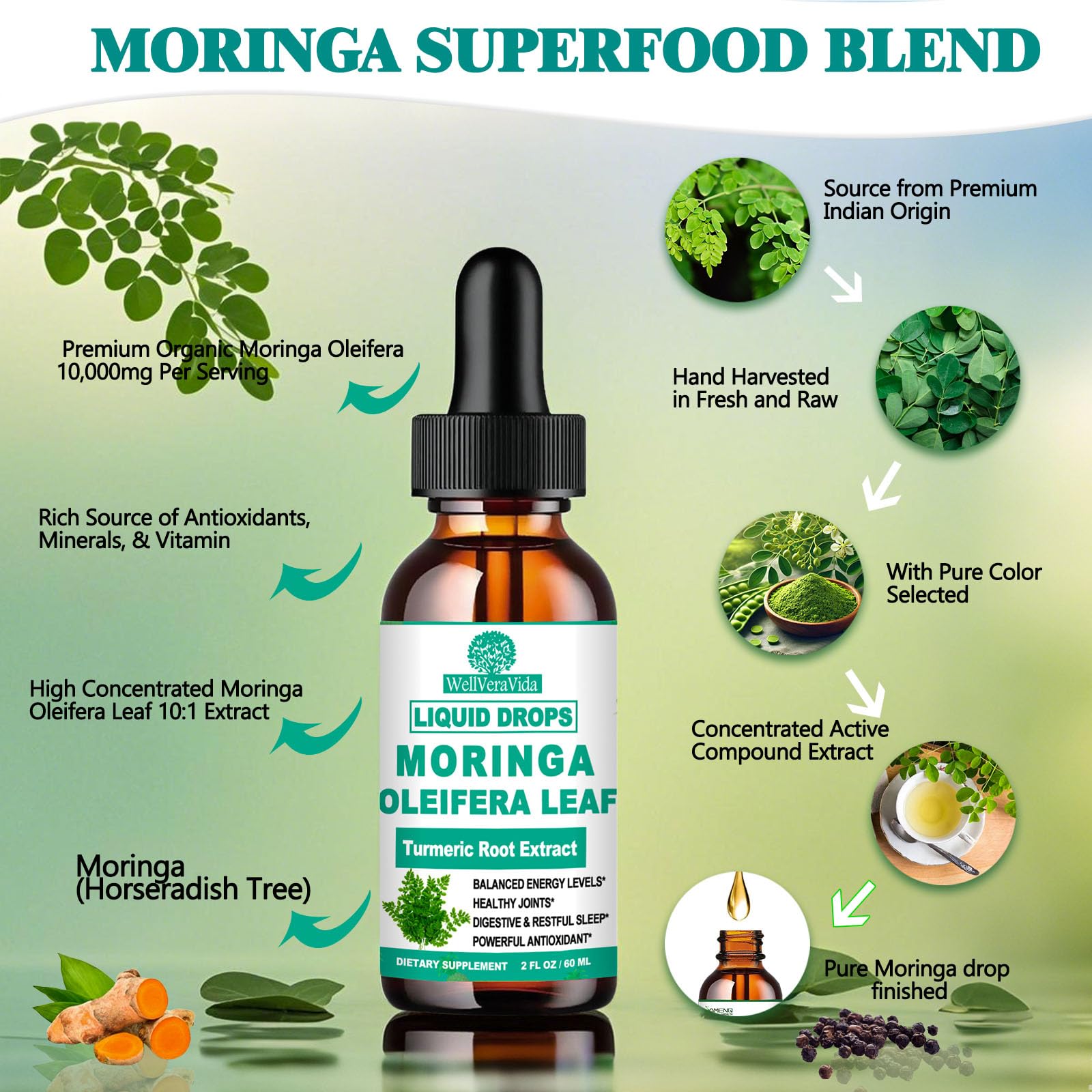 Precision dropper included with Moringa liquid drops