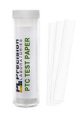 PTC taste test strips in a vial for a super taster test (6 mm x 48 mm, 30 µg per strip).