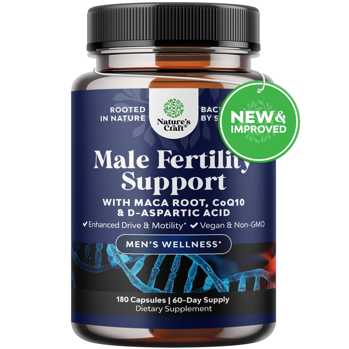 Pre Conceive Male Reproductive Supplement bottle with 180-count
