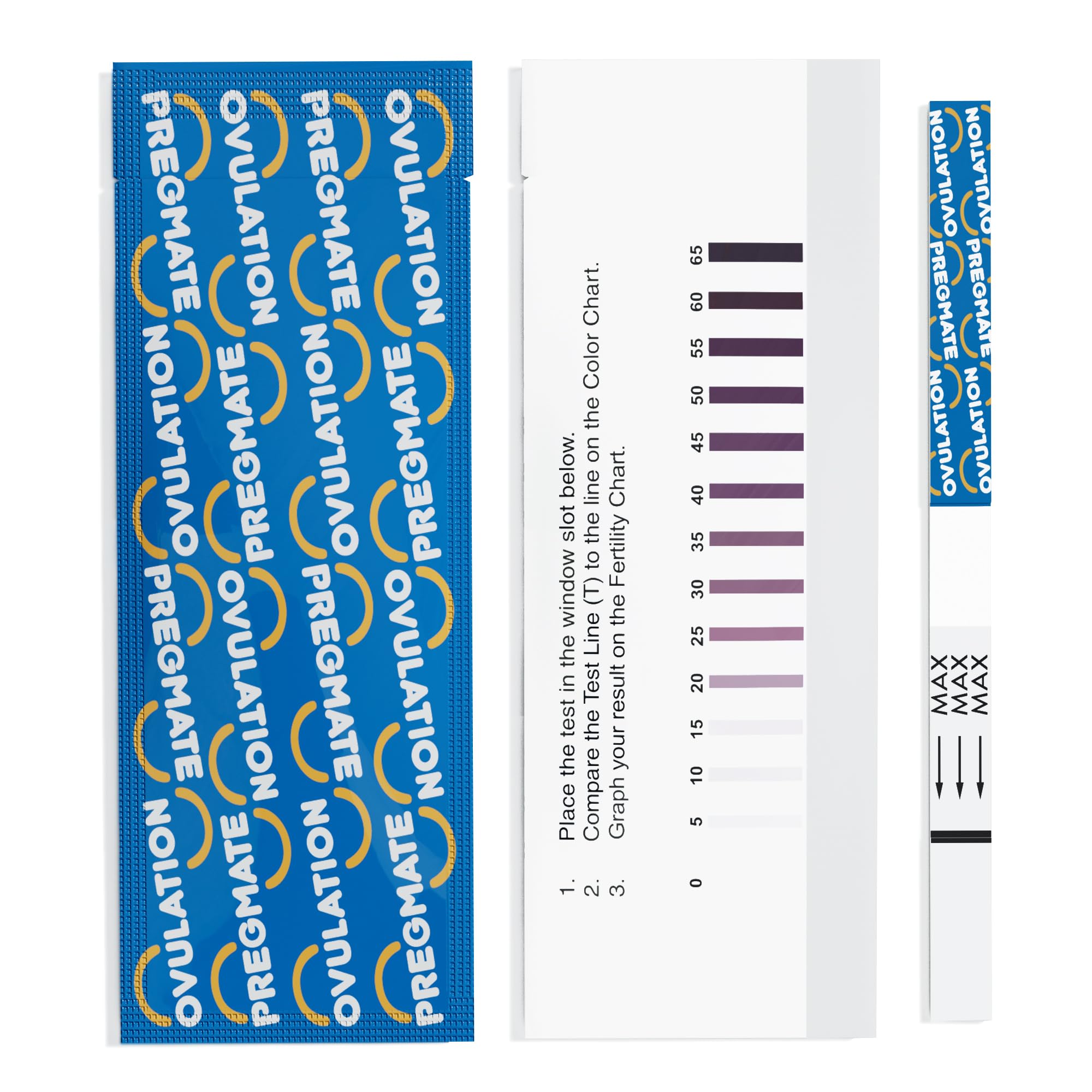 Pregmate 100 Ovulation Test Strips packaging and strips