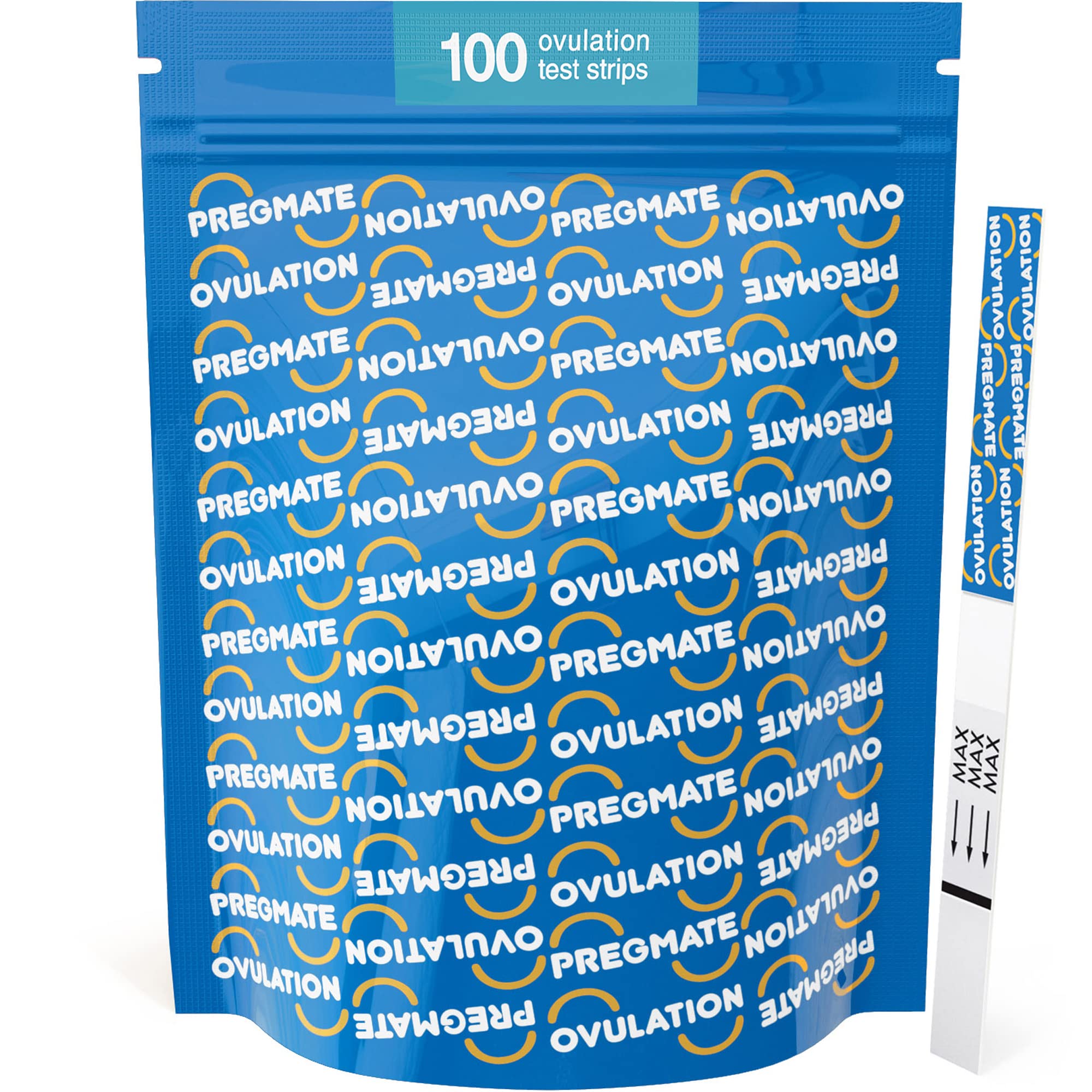 Close-up of Pregmate LH test strips with numbered results