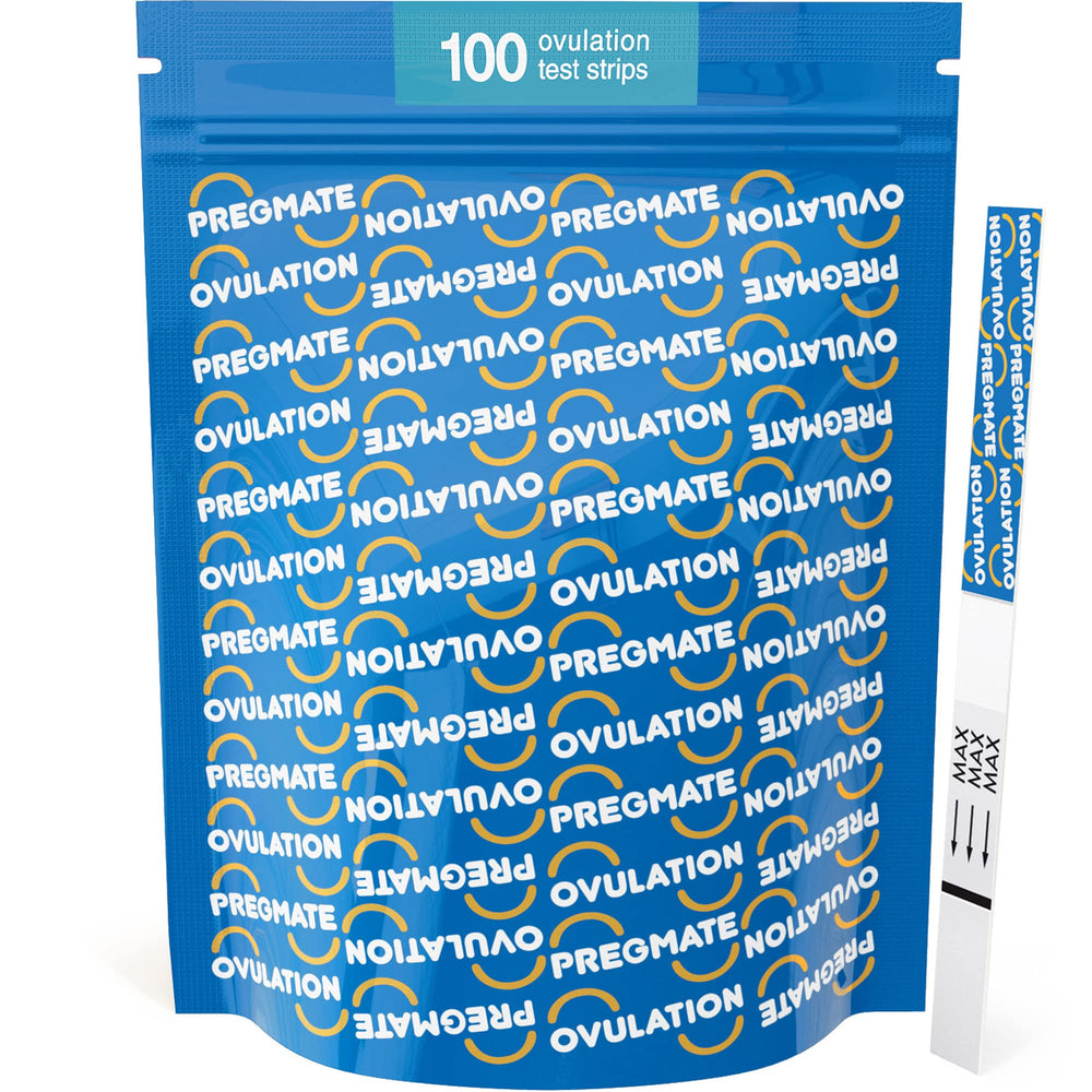 Close-up of Pregmate LH test strips with numbered results