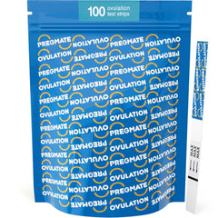 Close-up of Pregmate LH test strips with numbered results