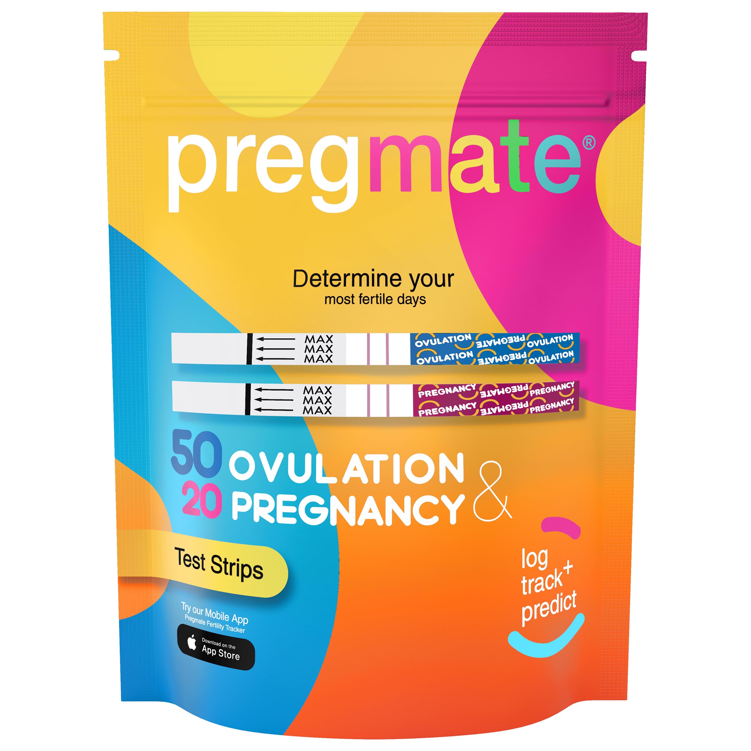 Pregmate 50 Ovulation and 20 Pregnancy Test Strips Predictor Kit - front view