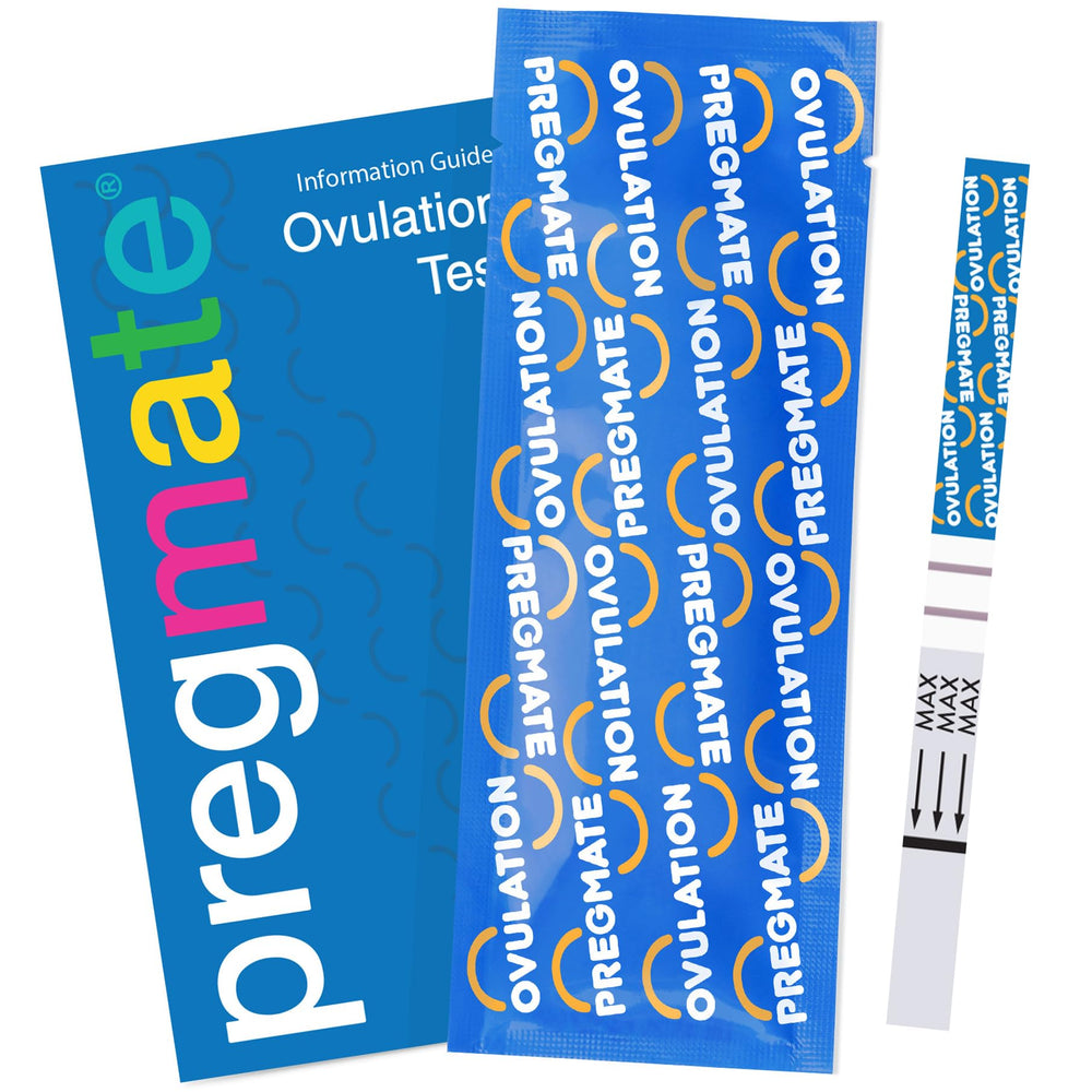 Fertility tracking with ovulation test strips showing LH surge (25 miu/ml)