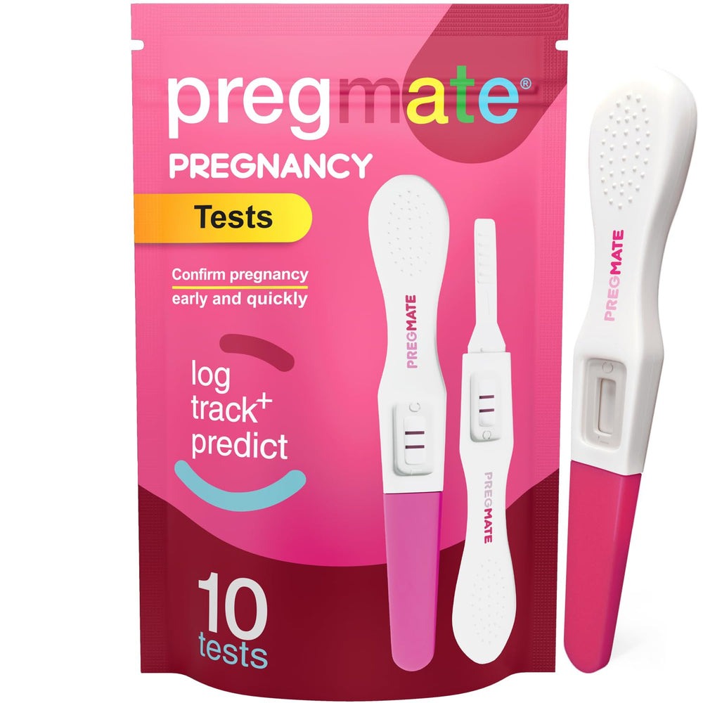 Pregmate Pregnancy Midstream Test 10-count box – front view