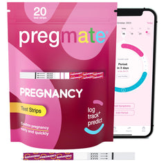 All seven Pregmate test strips laid out for comparison