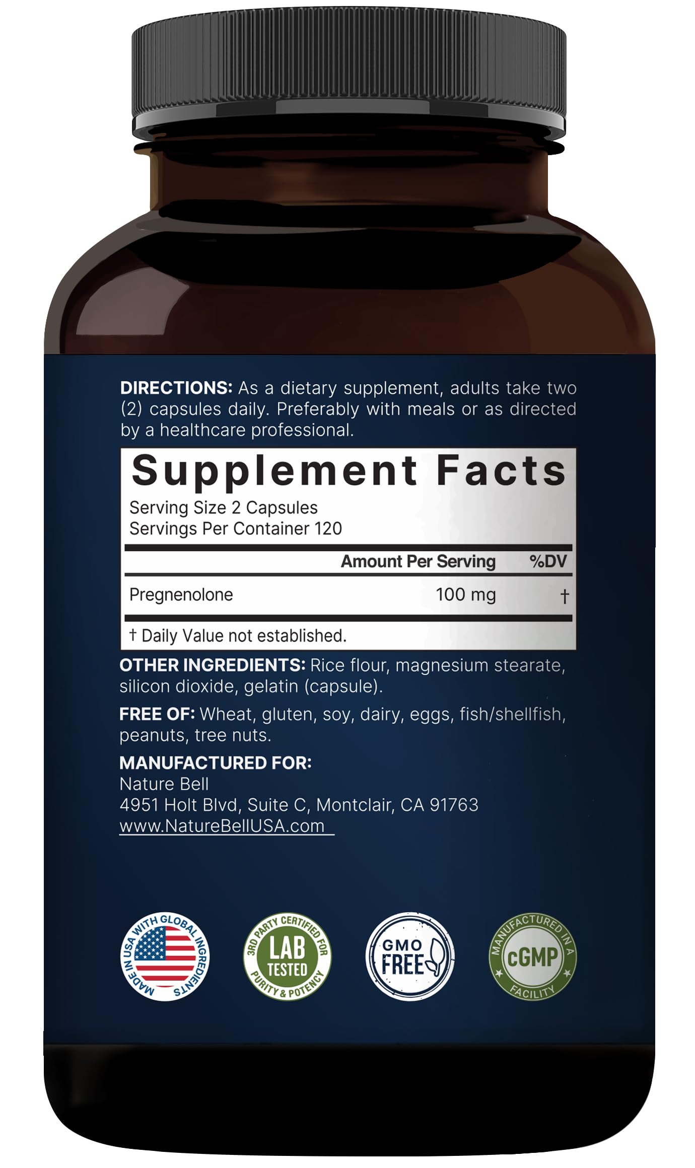 Close-up of micronized pregnenolone capsules
