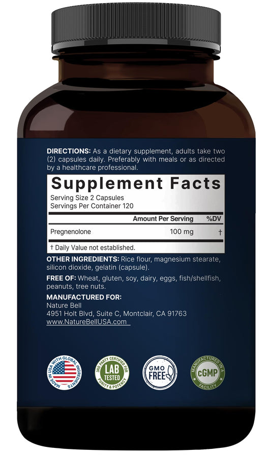 Close-up of micronized pregnenolone capsules