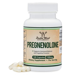 Front view of Double Wood Pregnenolone bottle with label