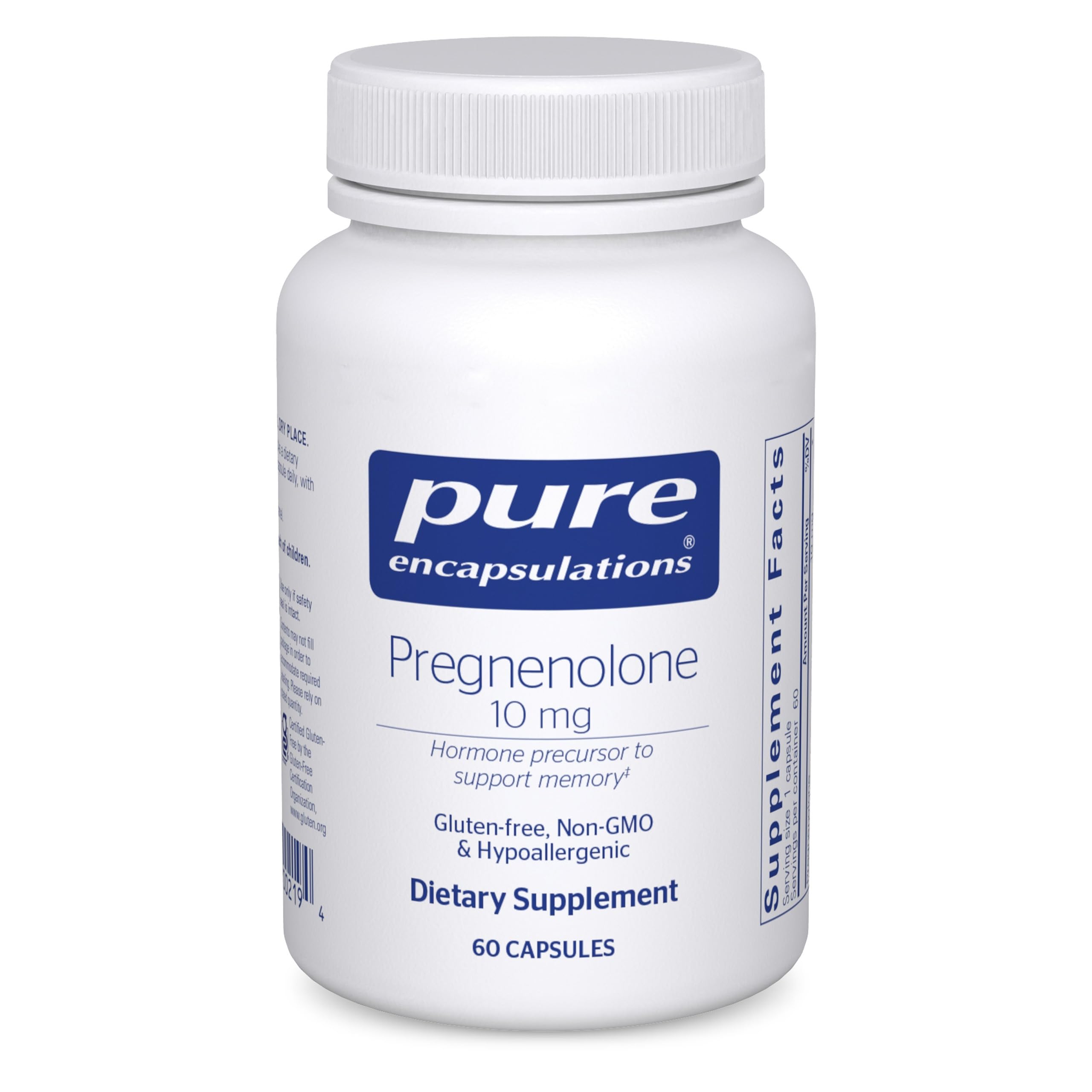 Pure Encapsulations Pregnenolone 10 mg bottle, front view