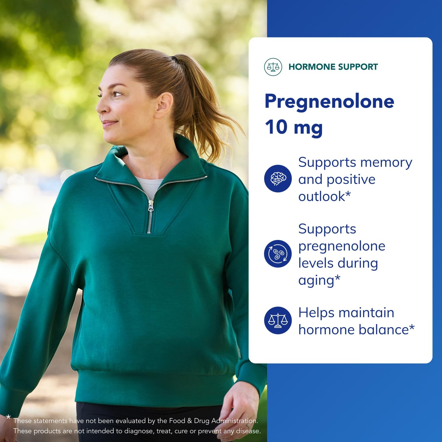 Supplement facts panel for pregnenolone 10 mg