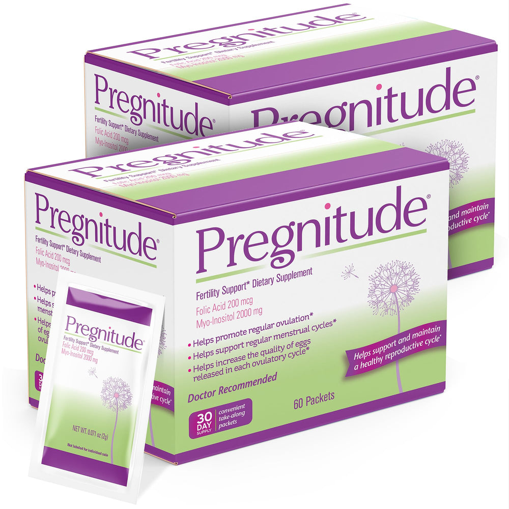 Pregnitude packets unflavored dissolve in water for convenient daily use.