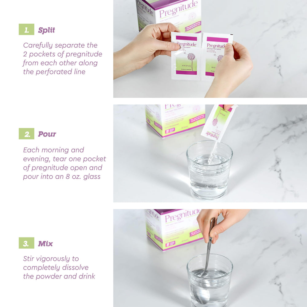 Pregnitude portable packets fit in a purse for on-the-go daily support.