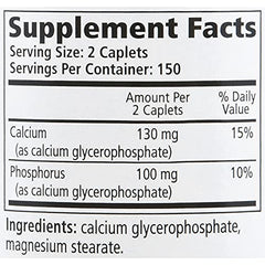 PRELIEF caplets close-up label highlights calcium glycerophosphate for acid reduction