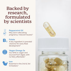 Easy-to-swallow 28-capsule bottle for Premama Prenatal Vitamins