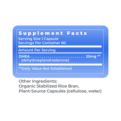 60 vegetarian capsules bottle of Premier DHEA 25mg