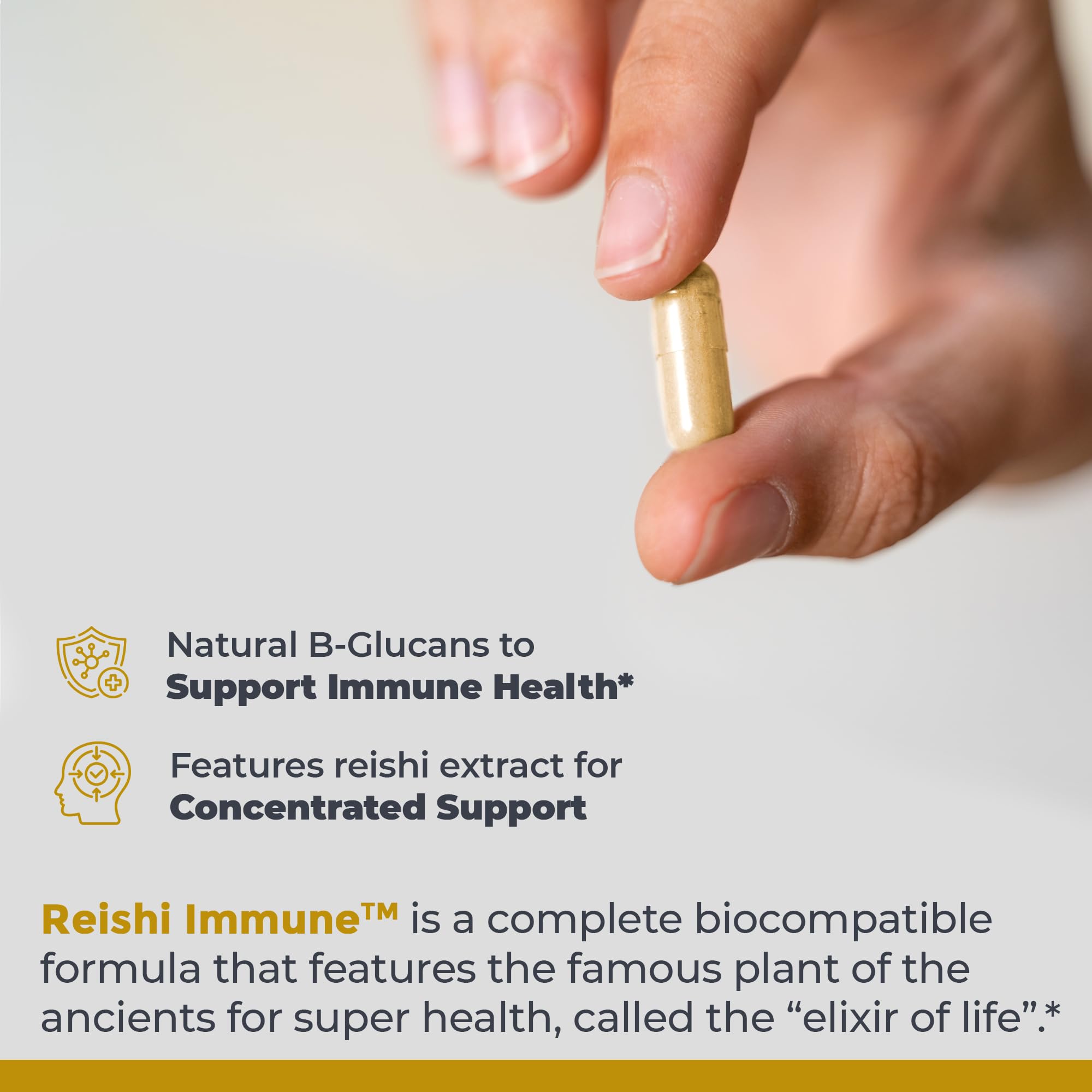 Close-up side view of Premier Reishi Immune Support bottle