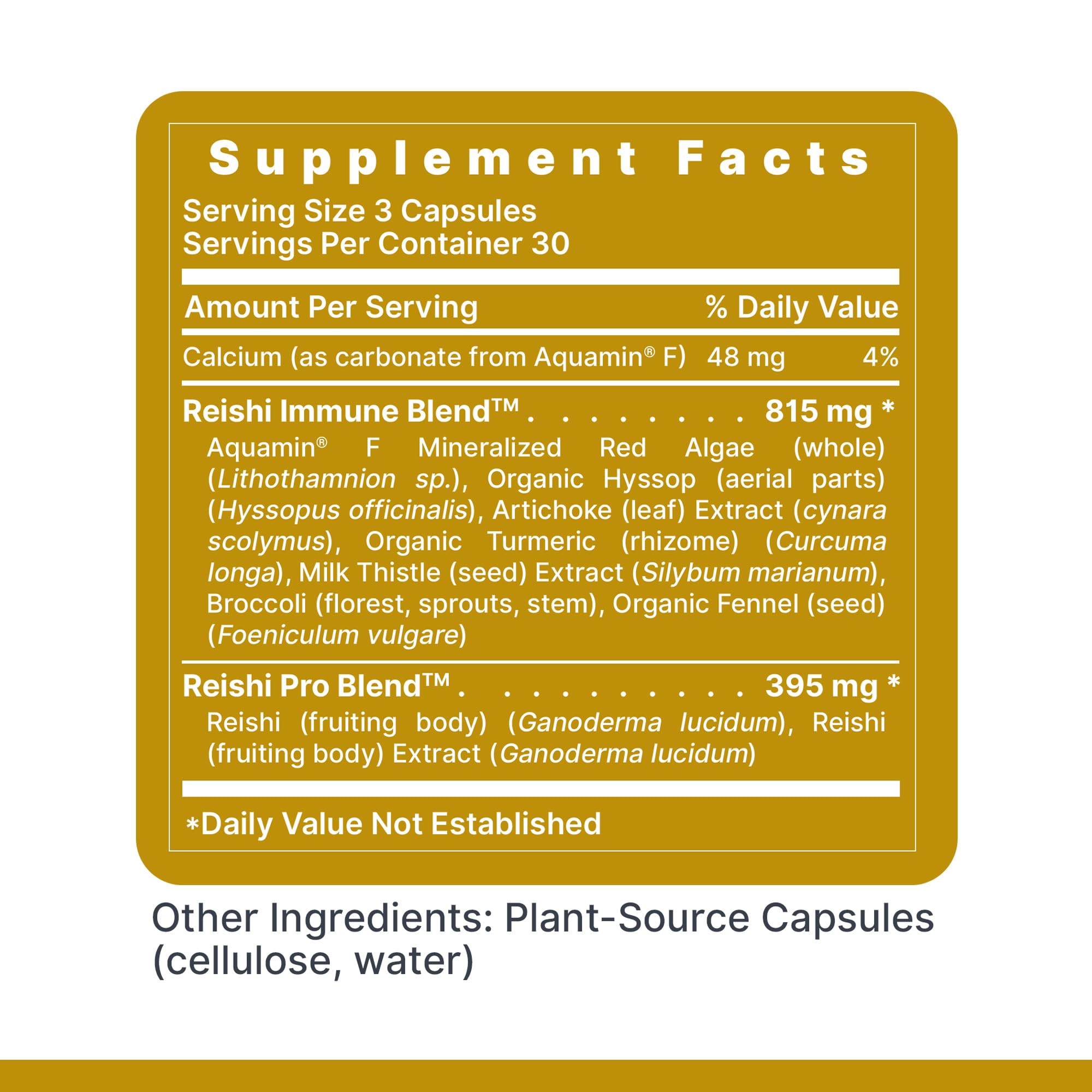 Product packaging of Premier Reishi Immune Support – 90 vegan capsules