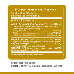 Serving concept showing two capsules daily for potential immune and cardiovascular benefits