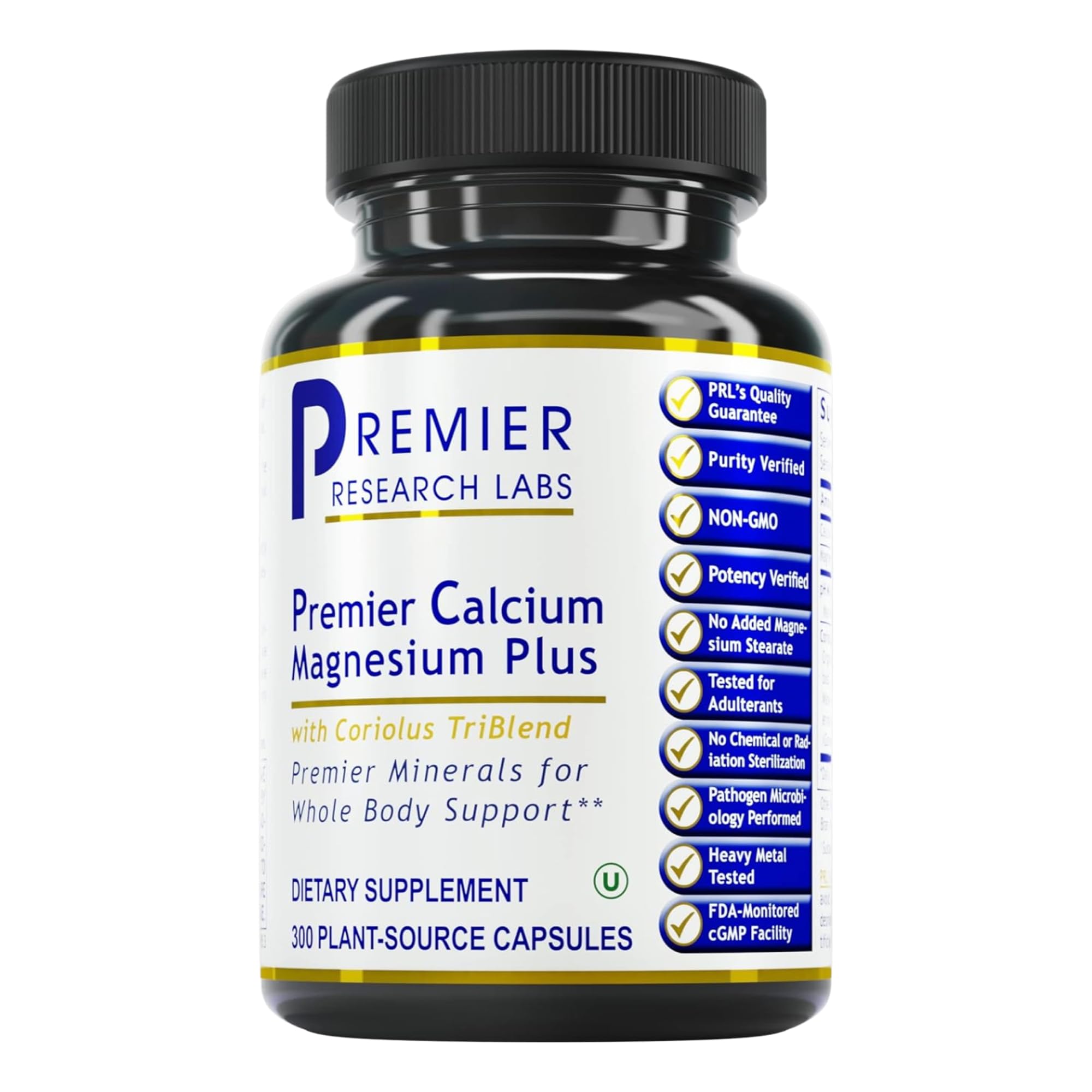 Premier Research Labs Calcium Magnesium Plus bottle on white background