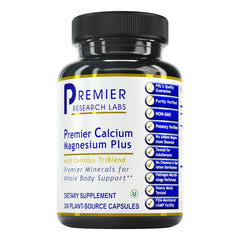 Premier Research Labs Calcium Magnesium Plus bottle on white background