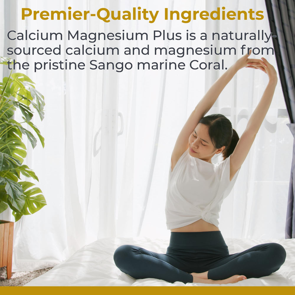 Close-up of Calcium Magnesium Plus bottle label