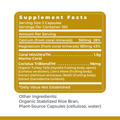 Front label of Premier Research Labs Calcium Magnesium Plus showing 300 vegetarian capsules