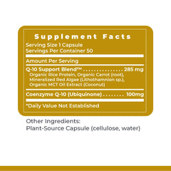 Product photography showing CoQ10 capsules and natural ingredients