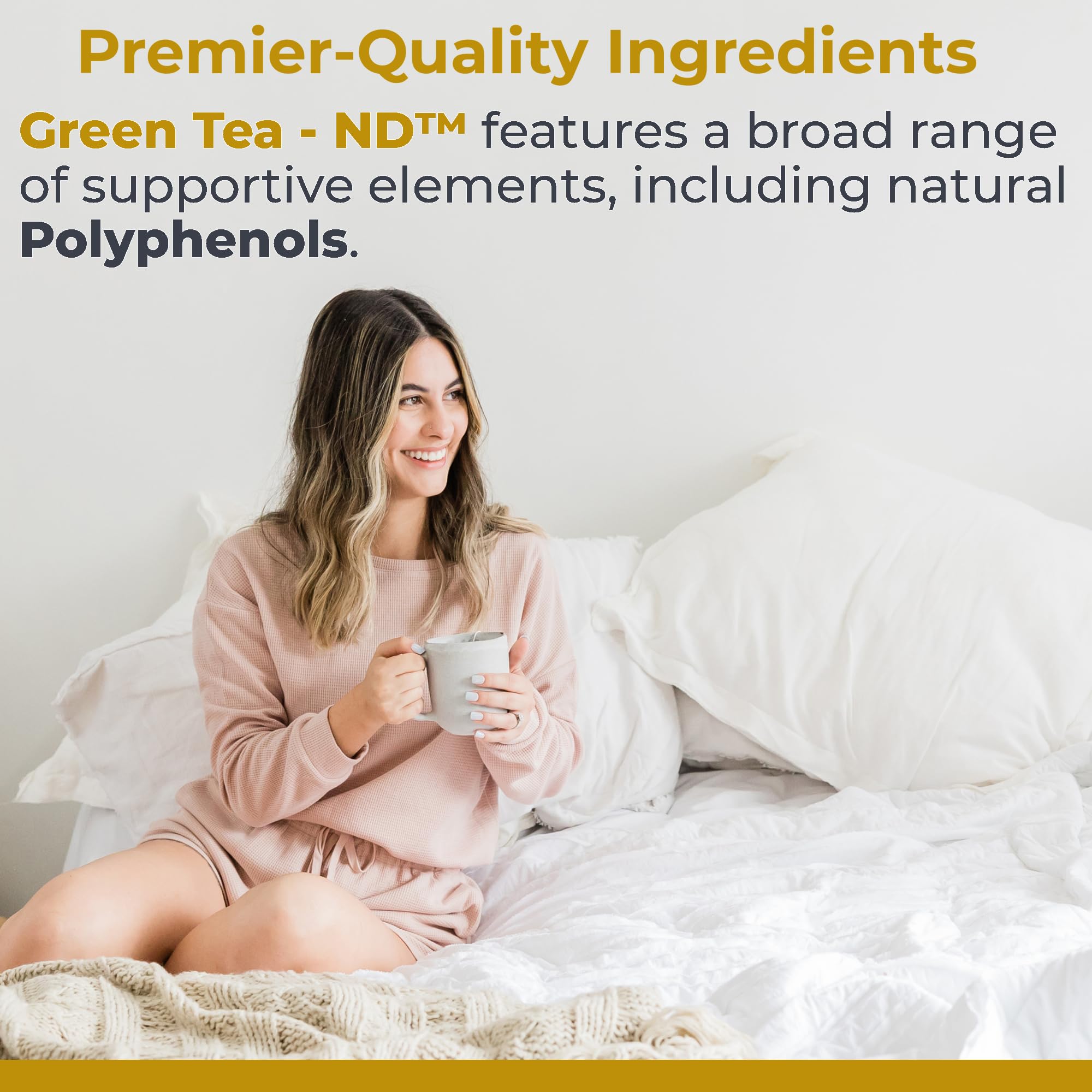 Ingredients include probiotic-fermented green tea with chlorella and cilantro