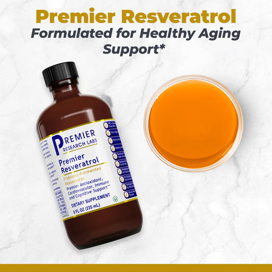 Bottle of resveratrol liquid with dropper