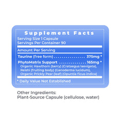 Close-up of taurine capsule showing 375 mg