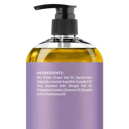 Premium amber bottle of lavender oil for massage therapy