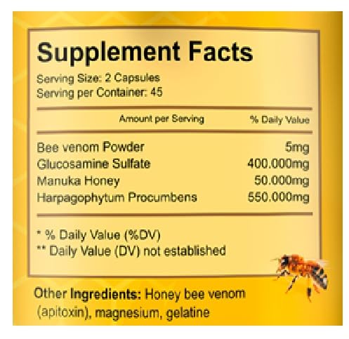 Bee venom capsules close-up with natural ingredients