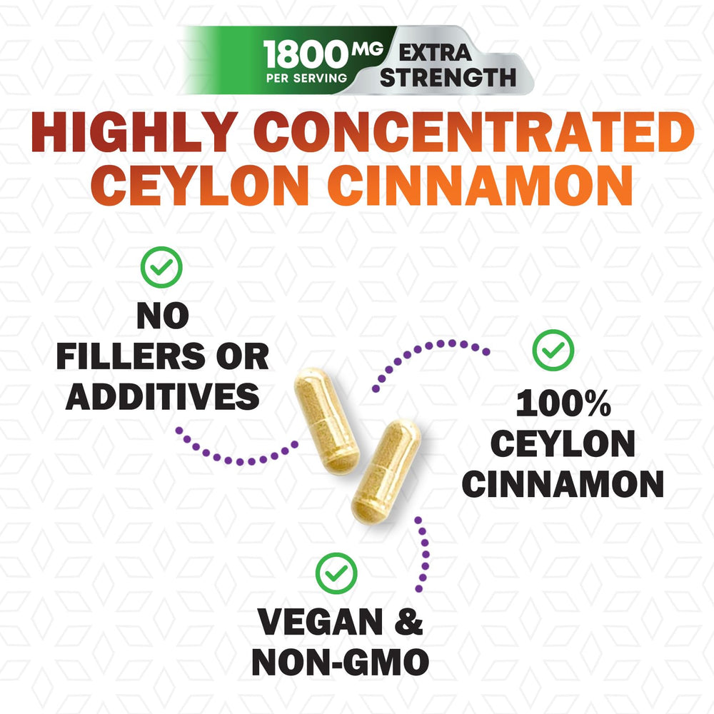 Premium Ceylon cinnamon pills bottled in the USA