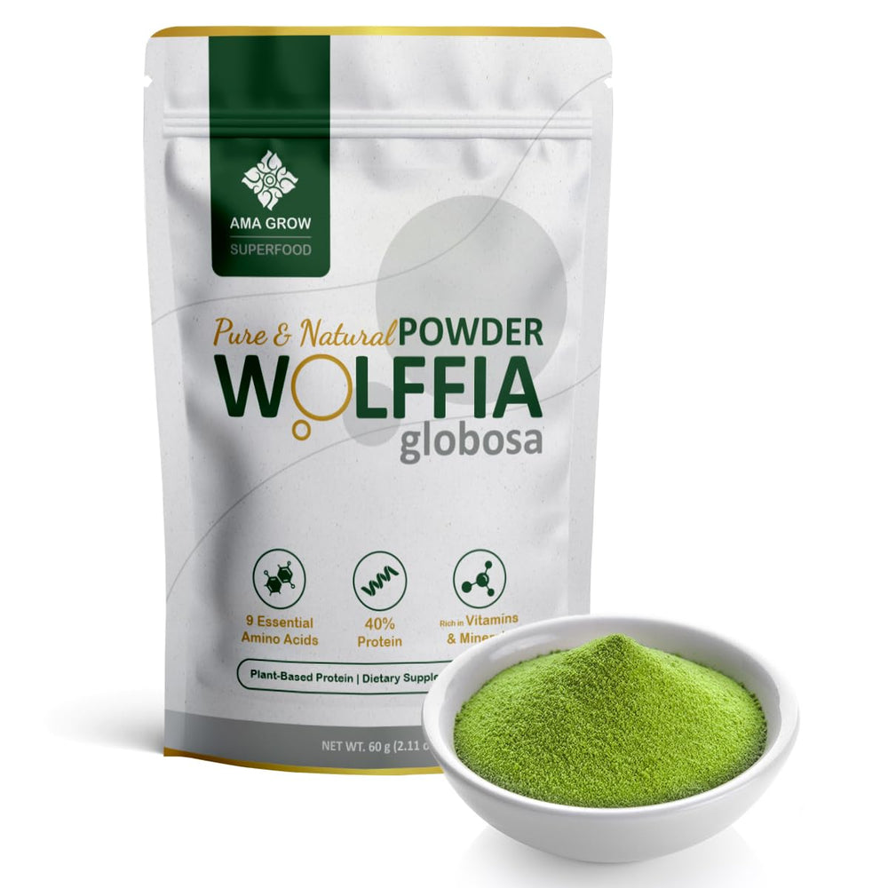 Front view of Premium Dried Wolffia Globosa 60g package