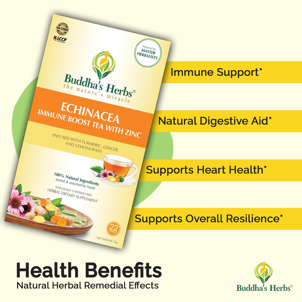 Tea box packaging for Premium Echinacea Tea with Zinc