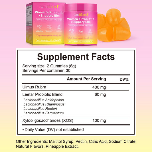 Close-up of pineapple-flavored feminine balance gummies