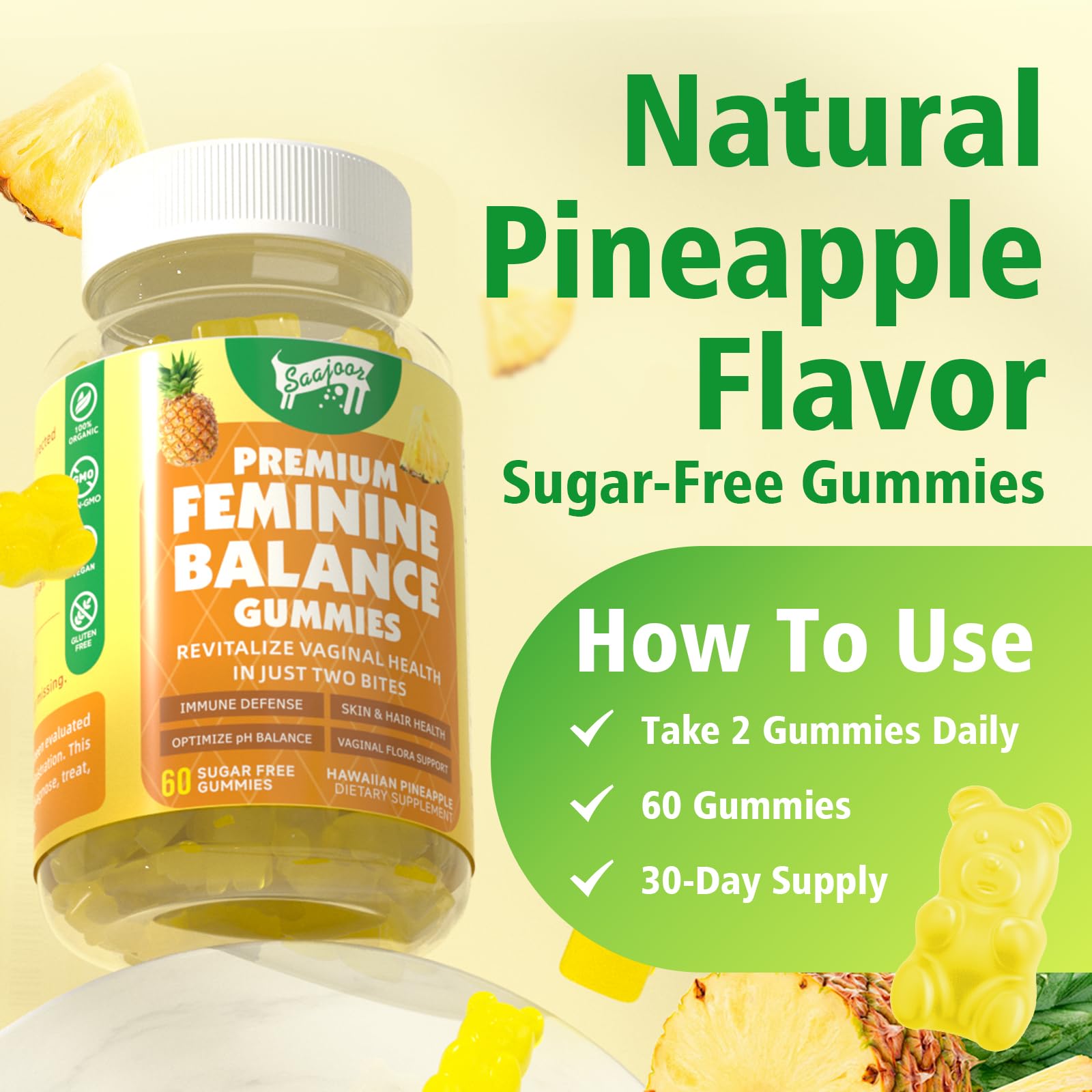 Vegan and gluten-free gummy ingredients and vitamins