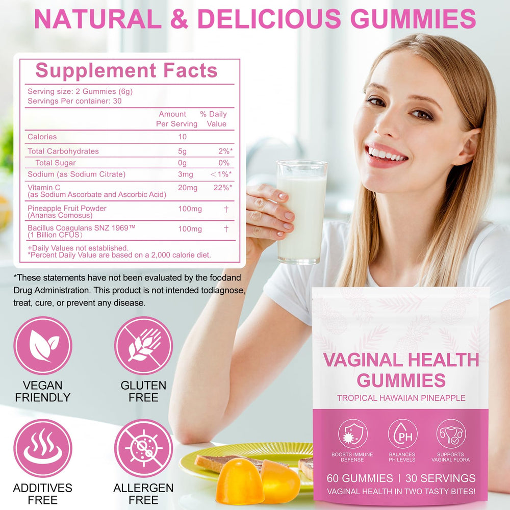 Packaging of premium feminine balance gummies for women
