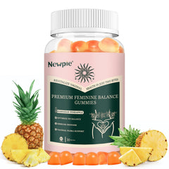 Bottle of Premium Feminine Balance Gummies with Pineapple flavor