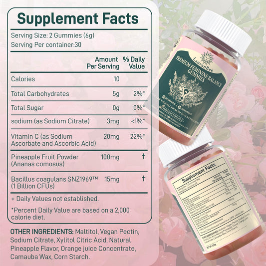 Pouch of Premium Feminine Balance Gummies pineapple flavor