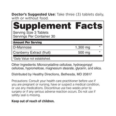 Premium formula packaging for D-Mannose and Cranberry vegan tablets