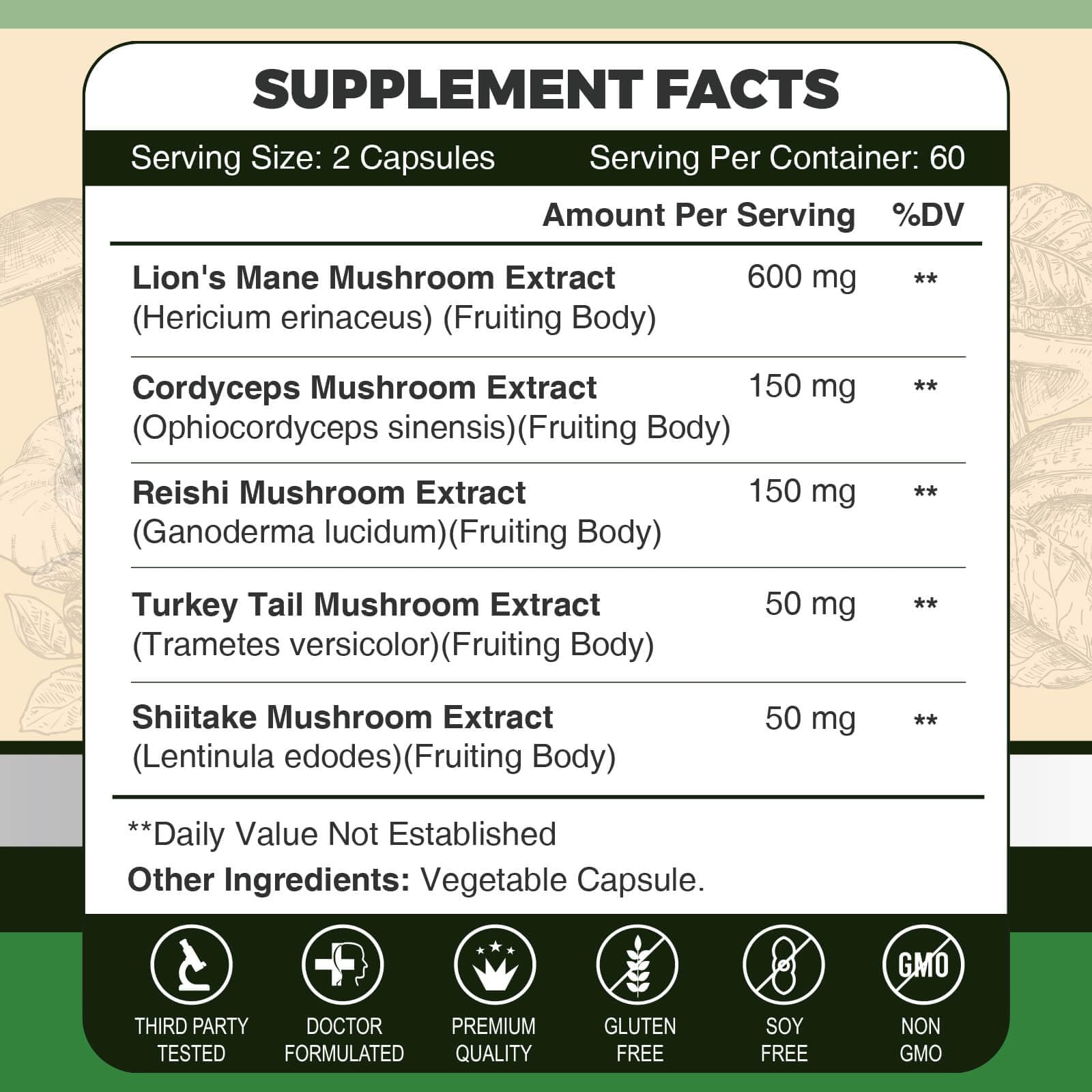 Premium fruiting body extract close-up