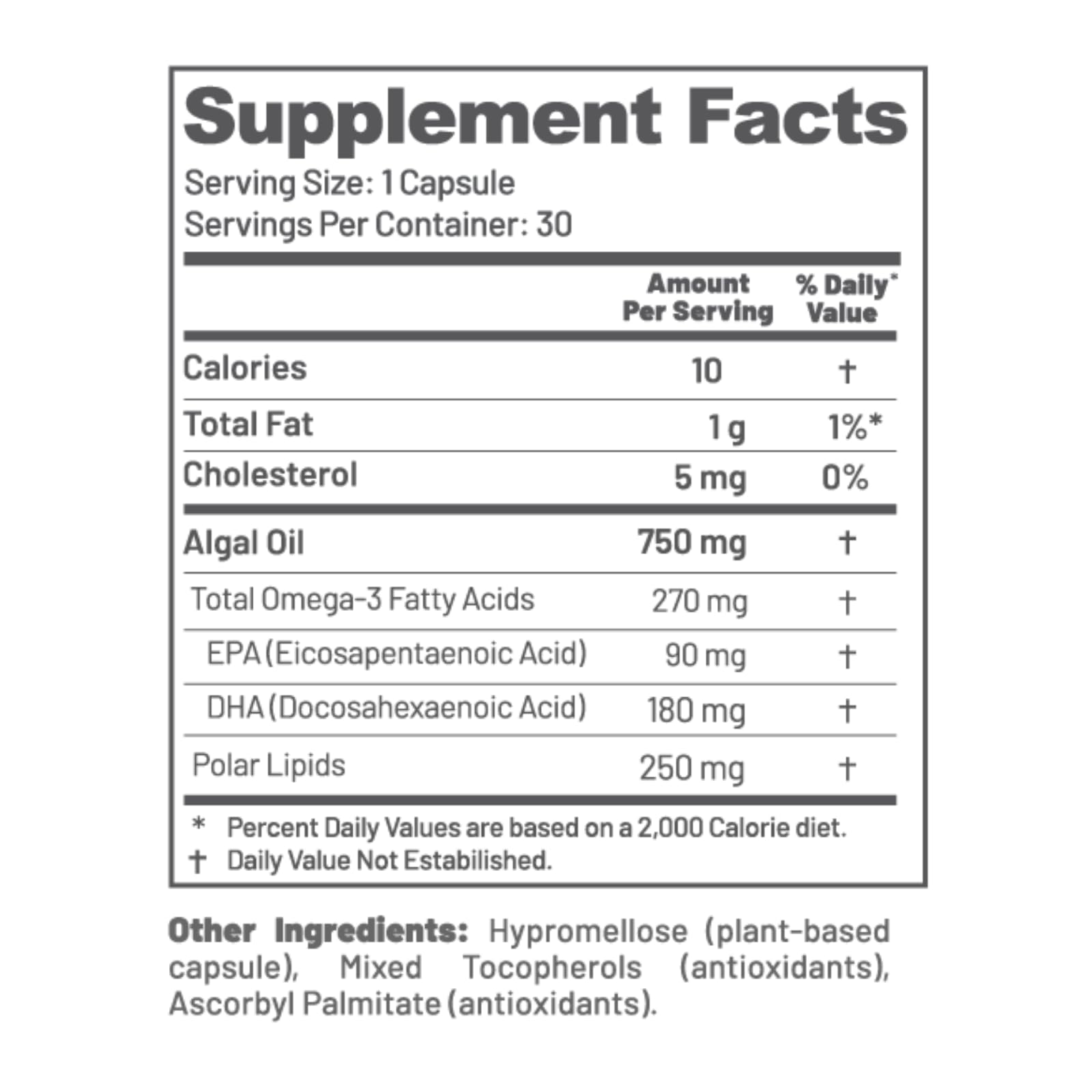 Global premium ingredients for vegan algae oil omega-3 supplement