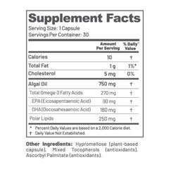 Global premium ingredients for vegan algae oil omega-3 supplement