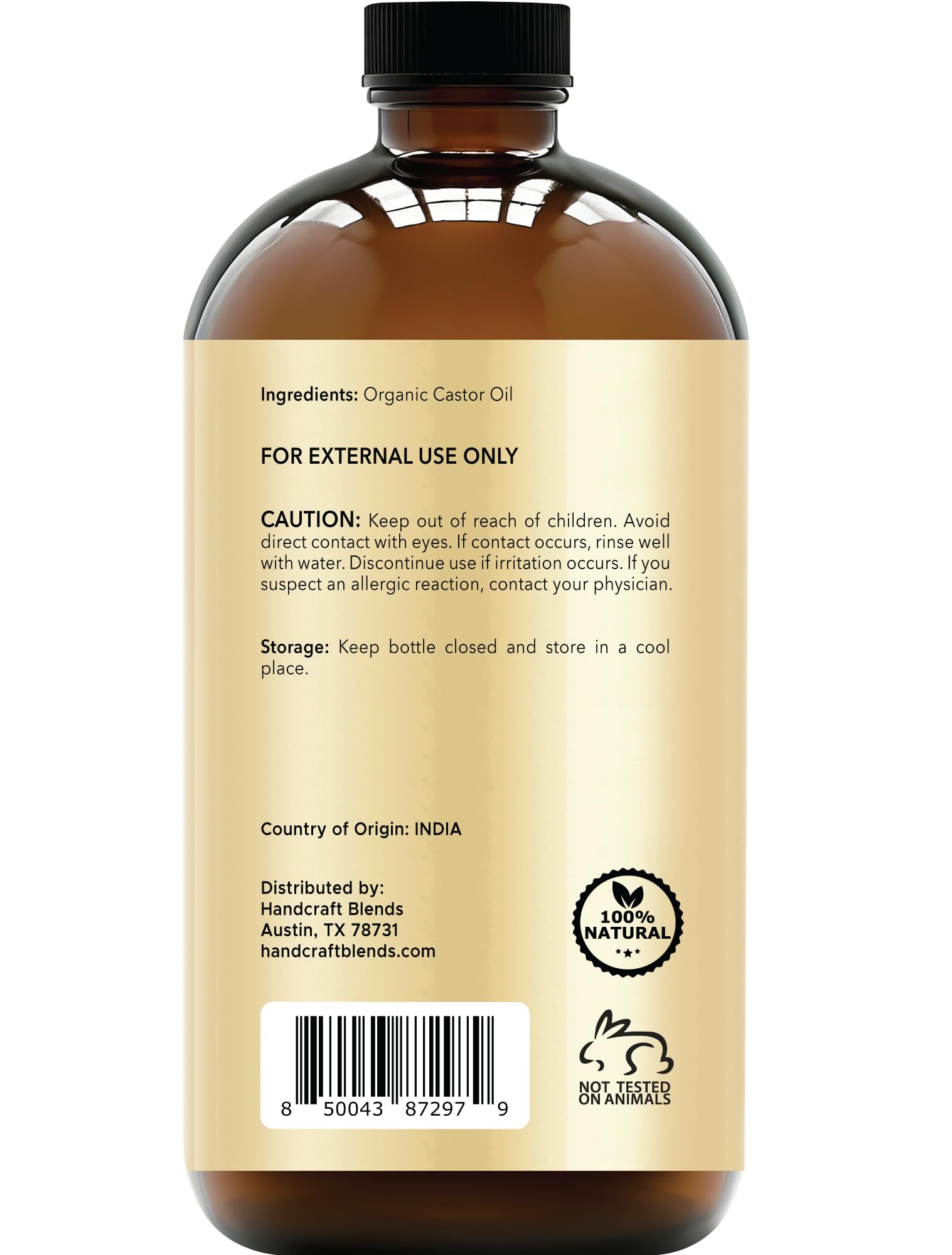 Premium-grade carrier oil castor oil 16oz